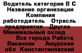 Водитель категории В.С › Название организации ­ Компания-работодатель › Отрасль предприятия ­ Другое › Минимальный оклад ­ 25 000 - Все города Работа » Вакансии   . Амурская обл.,Константиновский р-н